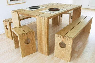 Contemporary rectangular oak dining table