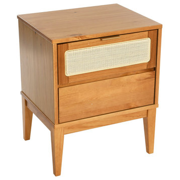 Crawford Wood 2-Drawer Bed Side Table