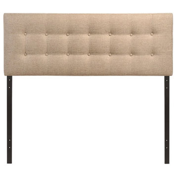 Modway Emily King Upholstered Polyester Fabric Headboard in Beige