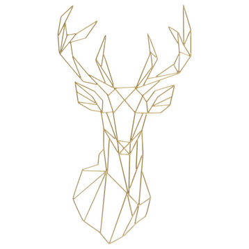 Wrought Iron Deer Gold Head Sculpture