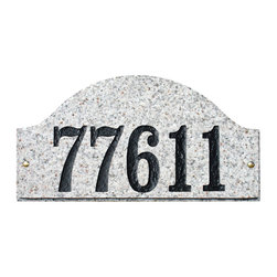 Ridgecrest Arch 4703 Solid Granite Address Plaque in White Granite - House Numbers