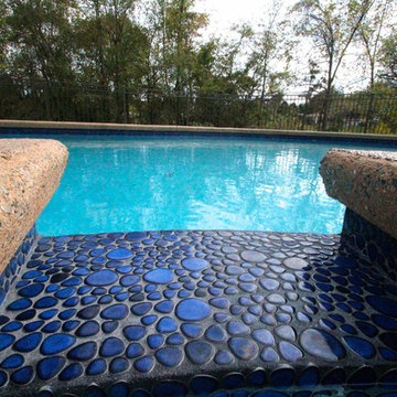 Mountain Lake style inground salt water pool with spa