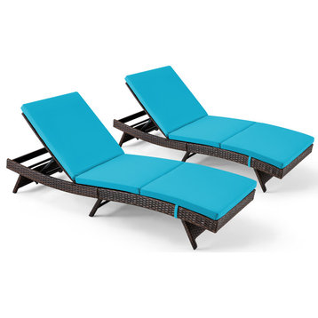 HOMREST Patio Lounge Chair Set of 2 with Adjustable Backrest, Blue
