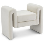 Meridian Furniture - Sloan Velvet Upholstered Bench, Cream, 31.5" Wide - Place this lovely Sloan velvet bench wherever you want a chic and elegant spot to rest a spell and take a load off. Contemporary from top to bottom, this bench comes upholstered in cream velvet material for a luxurious feel against the skin, adding to the comfortable feel of the bench's thickly padded cushion. A backless design gives the bench an uber modern look that's well suited for your entryway, bedroom or elsewhere.