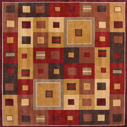 Forum Golden Brown and Sienna Square Rug - Rugs