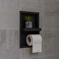 ALBI Toilettenpapierhalter Schwarz Matt – Wandbündig, Für XXL-Rollen, Edles Design Aus Edelstahl