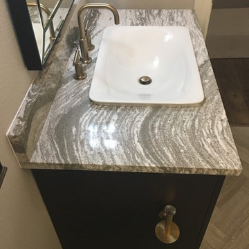 BATHROOM - Gray Limestone Tile - Arabesque Mosaic, 4x12 Herring Bone 8x12 Plank