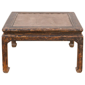 Antique Ming Style Rattan Top Coffee Table
