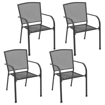 vidaXL Patio Chairs 4 Pcs Stacking Dining Chair Mesh Design Anthracite Steel