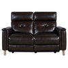 Gala Brown Contemporary Top Grain Leather Power Recliner Loveseat With USB
