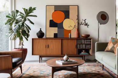 Design ideas for a midcentury living room in London.