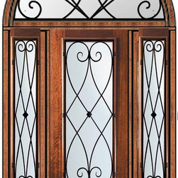 Pre-hung Side lights-Transom Door 96 Mahogany Charleston 3/4 Lite - Front Doors