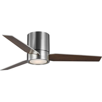 Braden 44" Reversible Walnut/Silver 3-Blade LED Indoor Hugger Ceiling Fan
