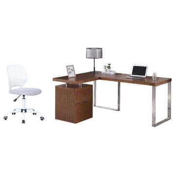 Home Square 2-Piece Set with Home Office Desk & Mesh Computer Chair in Gray