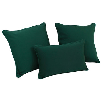 Solid Twill Throw Pillows With Inserts, 3-Piece Set, Forest Green