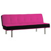 Hailey Flannel Adjustable Sofa, Magenta and Black
