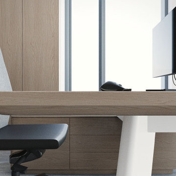 Executive Desk Detail at Airoptic Research & Technology Office in Wysogotowo