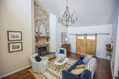 Large trendy open concept living room photo in Richmond