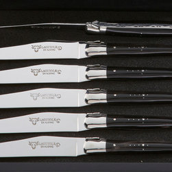 Laguiole Steak Knives, Buffalo Horn Handles, Set of 6 - Table Knives