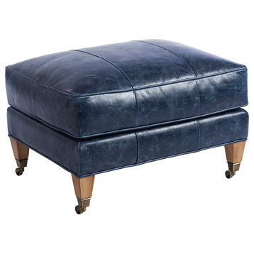 Sydney Leather Ottoman With Brass Caster
