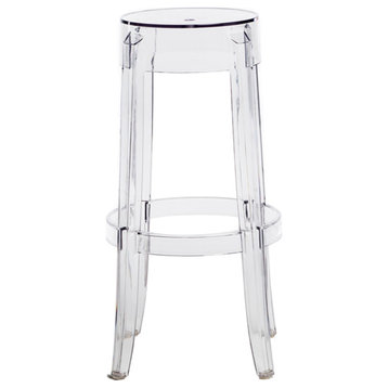 Polycarbonate Bar Height Backless Kage Stool, Clear