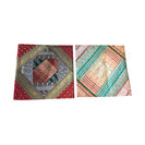 Mogulinterior - Ethnic Silk Cushion Cover Vintage Sari Border Patchwork Square Pillow Cases 16" - Pillowcases and Shams