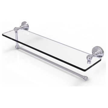 Waverly Place Paper Towel Holder with 22" Glass Shelf, Satin Chrome