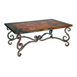 French Cocktail Table with Rectangle Copper Top by Prima - Side Tables And End Tables