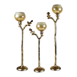 Costa Brava W-7260-G Golden Bird Candle Holder - Candleholders