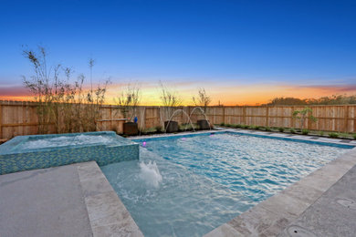Pool - eclectic backyard pool idea in Houston