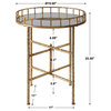 Elegant Textured Gold Tall Round Accent Table, Tray Top Bar Cocktail Metal