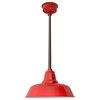 16" Farmhouse LED Pendant Light, Cherry Red With Mahogany Bronze Downrod