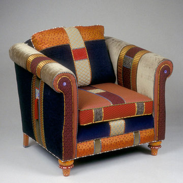 Rolled arm club chairs