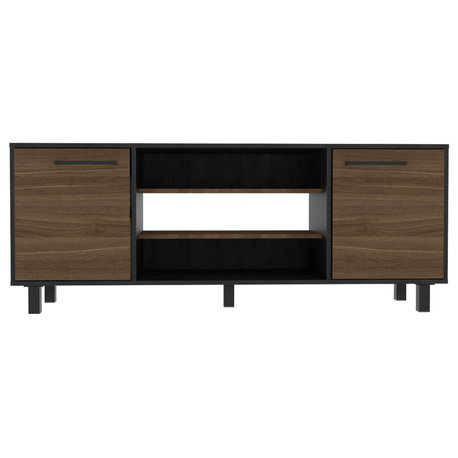 Washington TV Stand for TVs Up to 65" w/ Cabinets, Open Shelves, Carbon Espresso