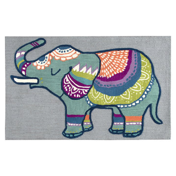 Rizzy Home Play Day PD639A Gray Elephant Area Rug, Rectangular 3'x5'