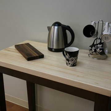 Butcher Block Country Kitchen Island and Walnut Bar Board