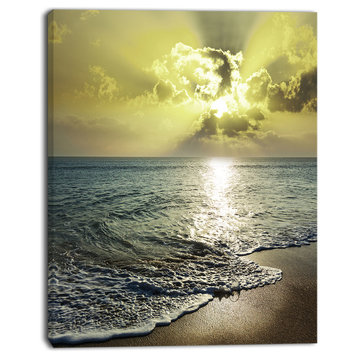 Tranquil Waves under Beautiful Clouds, Large Seashore Canvas Print, 12"x20"