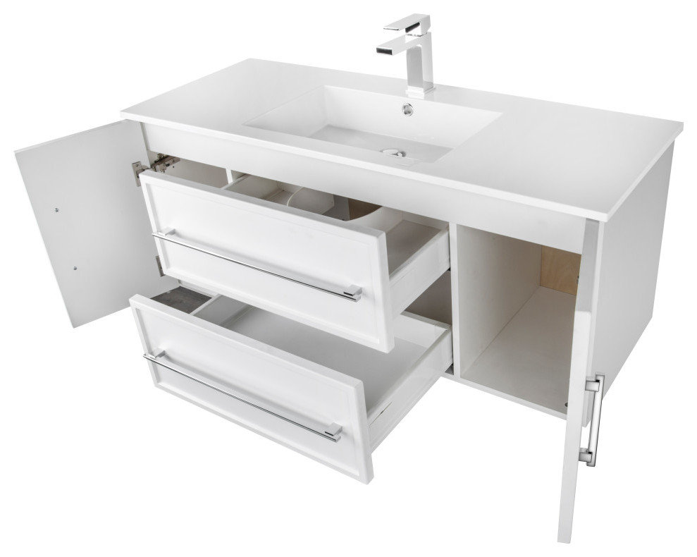 Milano Wall Hung Vanity, White, 48"