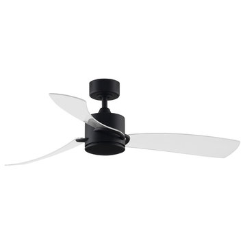 SculptAire 52" Ceiling Fan - Black with Clear Blades and LED Light