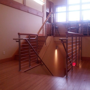Cherry top rail , with stainless steel and cable baluster