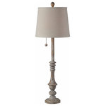 Forty West Designs - Henry Buffet Lamp - Distressed wood buffet lamp featuring a pull chain and oatmeal linen shade, this lamp is a timeless center piece that can be enjoyed for years to come.