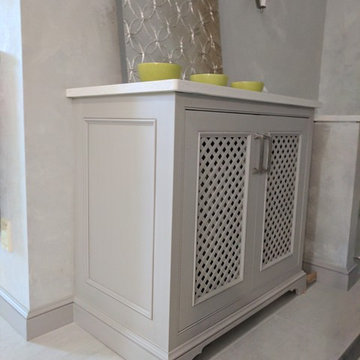 Master Bathroom with Inset Maple Cabinets Vintage Putty