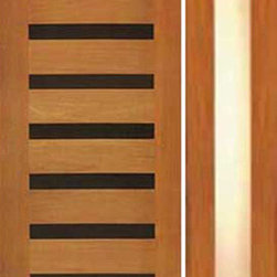 Modern Single Door, One Sidelite, Horizontal Heavy Iron Inserts - Front Doors