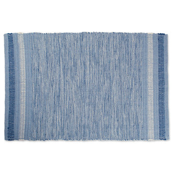 DII Varigated Blue Recycled Yarn Rug 2'x3'