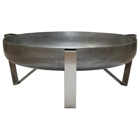 Agila Modern Patio Fire Pit, Rust and Stainless Steel