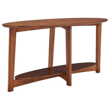 Monterey 60"L Console/Media Mid-Century Modern Wood Table, Warm Chestnut