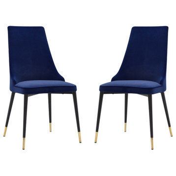 Elite Living Chelsea, Set of 2, Velvet Upholstered Dining Chair, Velvet Blue