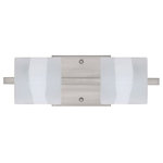 Besa Lighting - Besa Lighting 2WS-787399-LED-SN Paolo - 14.63" 10W 2 LED Bath Vanity - Contemporary Paolo enclosed half-cylinder design features handcrafted glass. This modern wall light offers flexible design potential for a variety of bath/vanity decorating schemes. Mount horizontally or vertically. ADA-Compliant. Our Opal glass is a soft white cased glass that can suit any classic or modern decor. Opal has a very tranquil glow that is pleasing in appearance. The smooth satin finish on the clear outer layer is a result of an extensive etching process. This blown glass is handcrafted by a skilled artisan, utilizing century-old techniques passed down from generation to generation. The vanity fixture is equipped with plated steel square lamp holders mounted to linear rectangular tubing, and a low profile square canopy cover. These stylish and functional luminaries are offered in a beautiful Chrome finish.  Mounting Direction: Horizontal/Vertical  Shade Included: TRUE  Dimable: TRUE  Color Temperature:   Lumens: 450  CRI: +  Rated Life: 25000 HoursPaolo 14.63" 10W 2 LED Bath Vanity Chrome Opal/Frost GlassUL: Suitable for damp locations, *Energy Star Qualified: n/a  *ADA Certified: YES *Number of Lights: Lamp: 2-*Wattage:5w LED bulb(s) *Bulb Included:Yes *Bulb Type:LED *Finish Type:Chrome