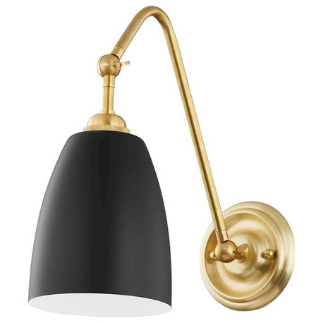 Hudson Valley Millwood 1 Light Wall Sconce, Aged Brass/Black