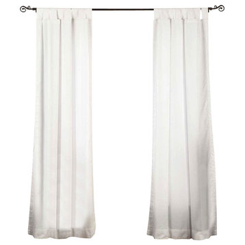 Lined-White Tab Top  Velvet Curtain / Drape / Panel   - 43W x 96L - Piece